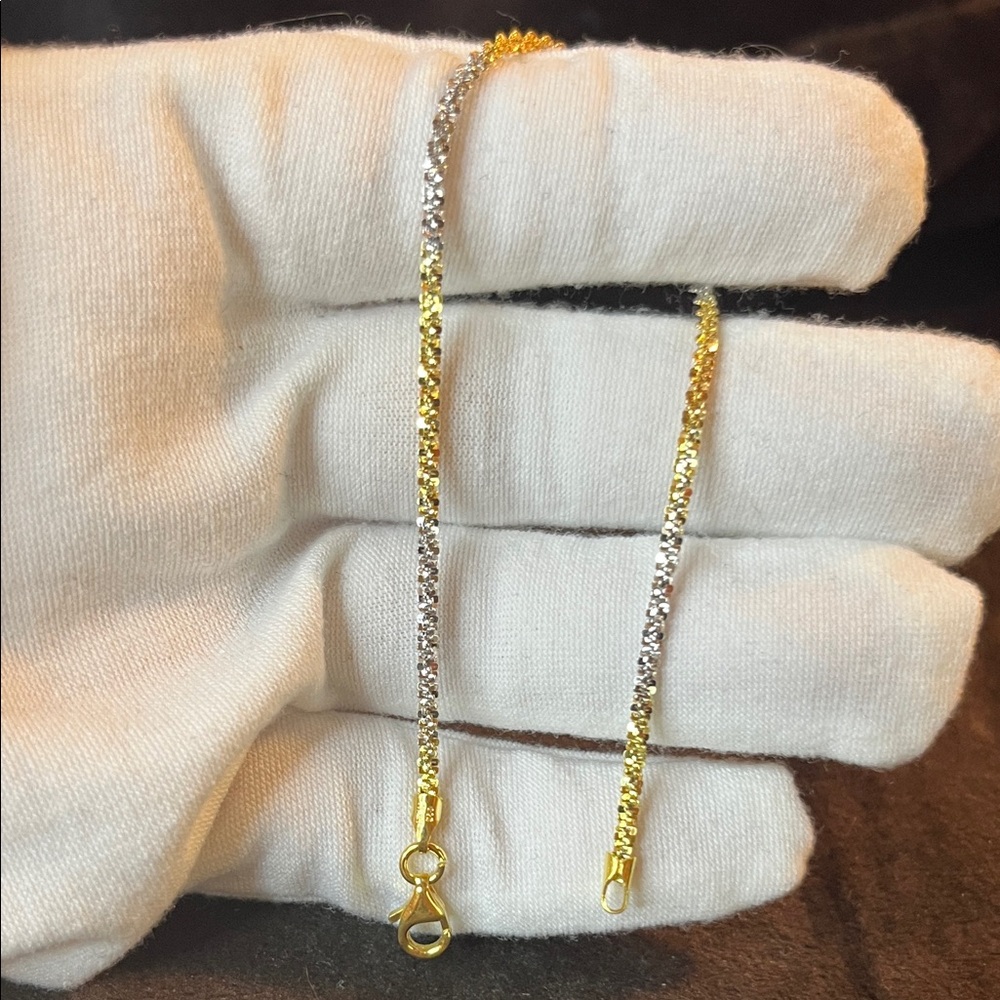 Tri Color Gold over Italian Twisted Rock Bracelet 2mm